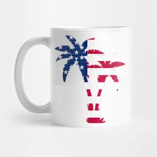 Fourth Of July Usa Patriotic American Flag On Palm Trees Tank Top Mug
